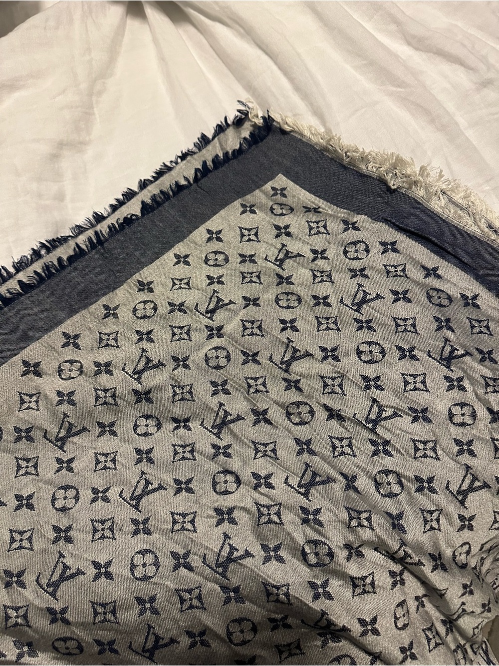 Louis Vuitton Monogram Silk Square in Denim Blue - 50”x50”